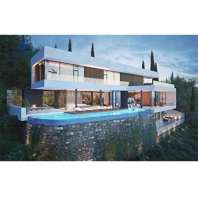 Sliding Door Prefab Steel Frame Structure House Kits Villa with Aluminum Alloy Window