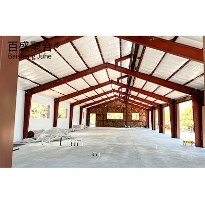 Commercial Shed Red Iron Steel Building Kits Low Carbon Steel Q235 Q345