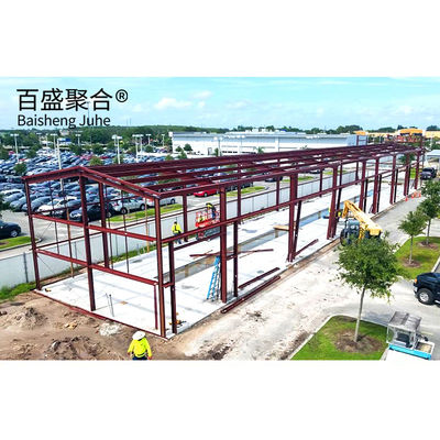 Commercial Shed Red Iron Steel Building Kits Low Carbon Steel Q235 Q345