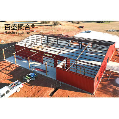 Commercial Shed Red Iron Steel Building Kits Low Carbon Steel Q235 Q345