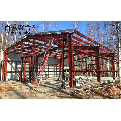 Commercial Shed Red Iron Steel Building Kits Low Carbon Steel Q235 Q345