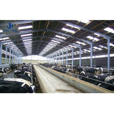 Sliding Door Steel Cattle Shed for Cow and Bull Solid H-shape Steel Beam Main Frame