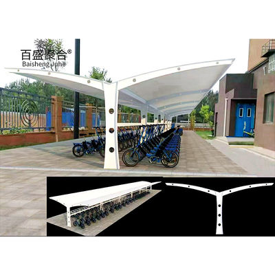 PVDF PTFE Tensile Membrane Fabric Large Steel Frame Automatic Awning for 3 Cars Parking