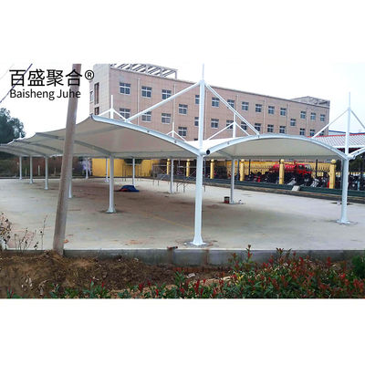 PVDF/PTFE PVC Coated T Tensile Car Parking Structure Shed Fire Resistance
