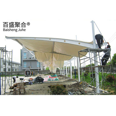 PVDF/PTFE PVC Coated T Tensile Car Parking Structure Shed Fire Resistance